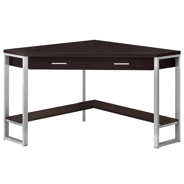 Computer Desk, Home Office, Corner, Storage Drawers, 42"L, Work, Laptop, Metal, Brown, Grey